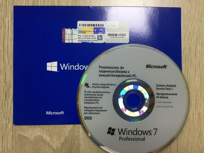 Το αρχικό Microsoft Windows 7 επαγγελματικό SP1 η εξηντατετράμπιτη αγγλική Intel 1 PK DSP DVD
